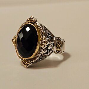 Konstantino Silver Gold Onyx Ring